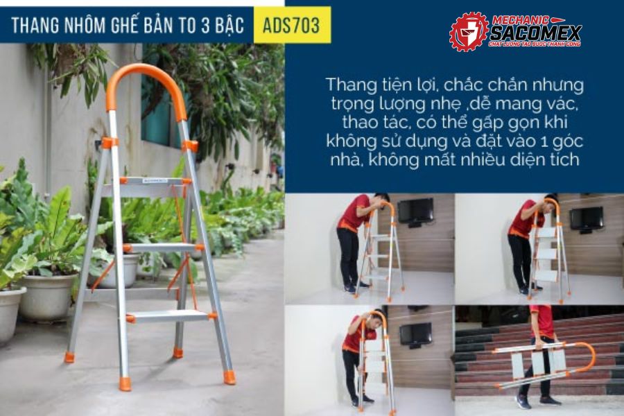 Giới thiệu thang ghế 3 bậc Advindeq ADS-703