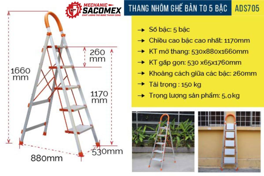 Điểm nổi bật của thang ghế 5 bậc Advindeq ADS-705