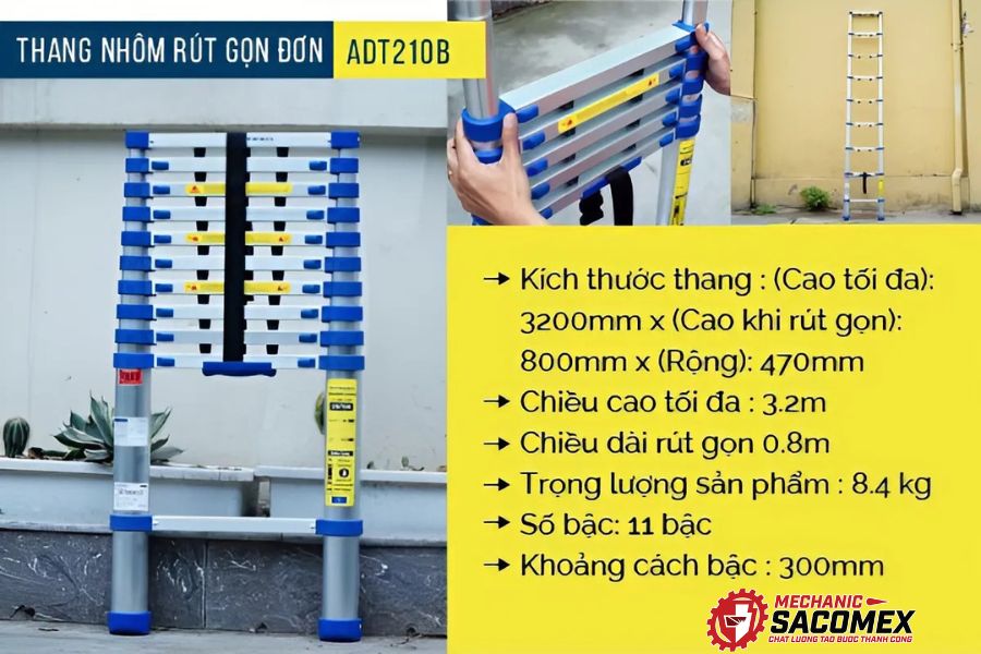 Giới thiệu thang nhôm rút gọn Advindeq ADT210B