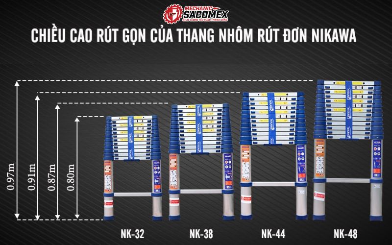 Quy tắc sử dụng thang nhôm rút đơn Nikawa NK-32 