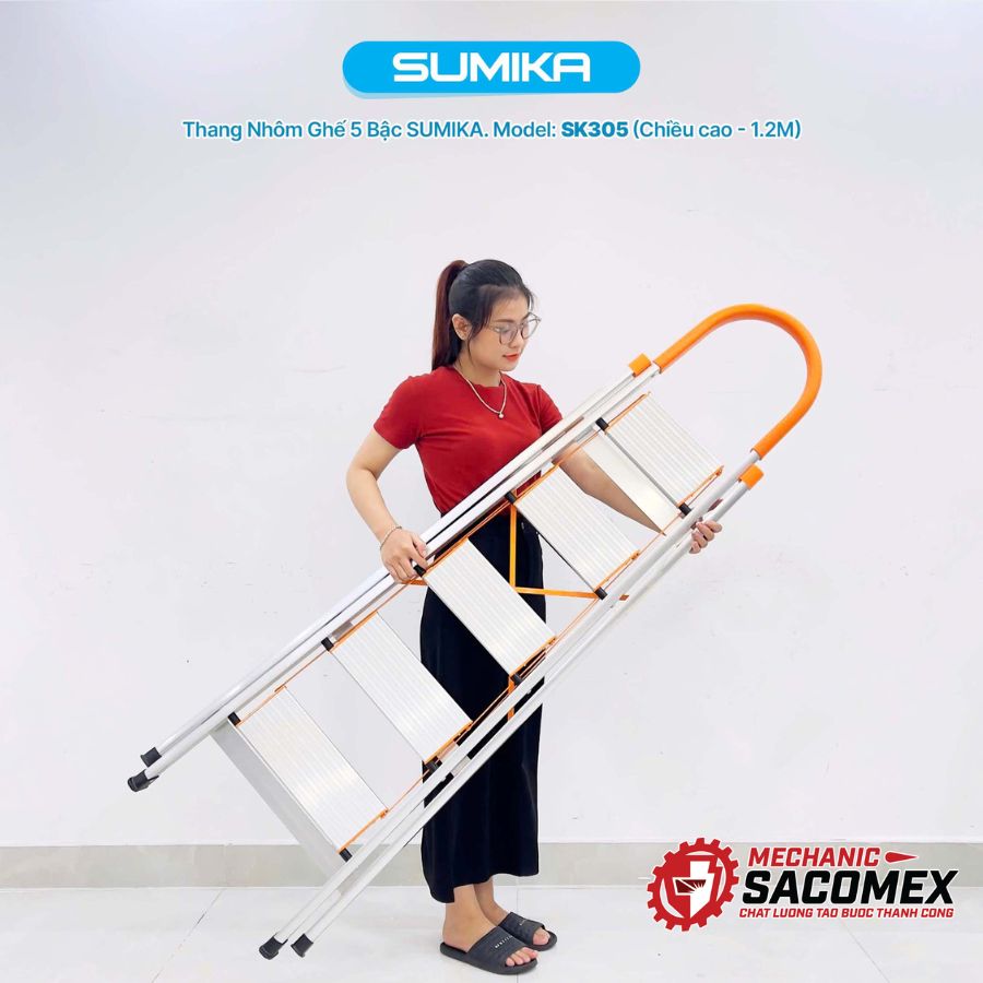 Lưu ý sử dụng thang nhôm ghế 5 bậc Sumika SK305