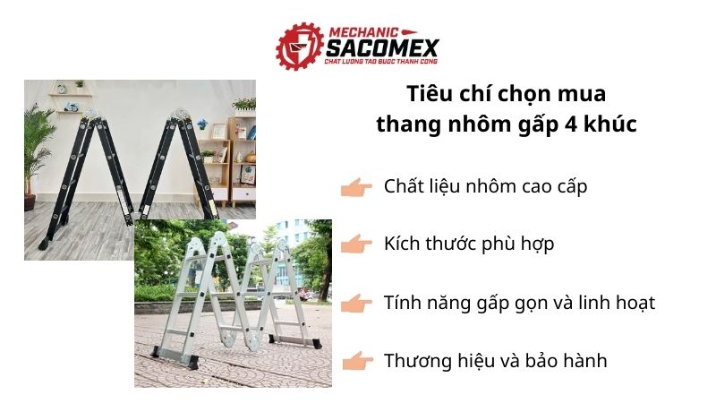 Tiêu chí chọn mua thang nhôm gấp 4 đoạn