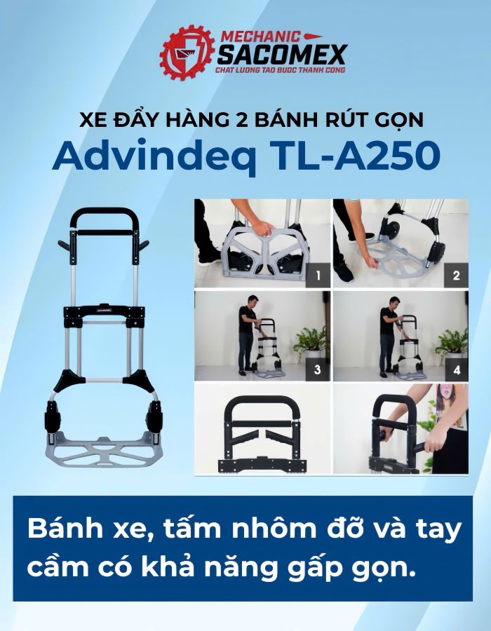 Giới thiệu chung xe đẩy hàng 2 bánh rút gọn Advindeq TL-A250