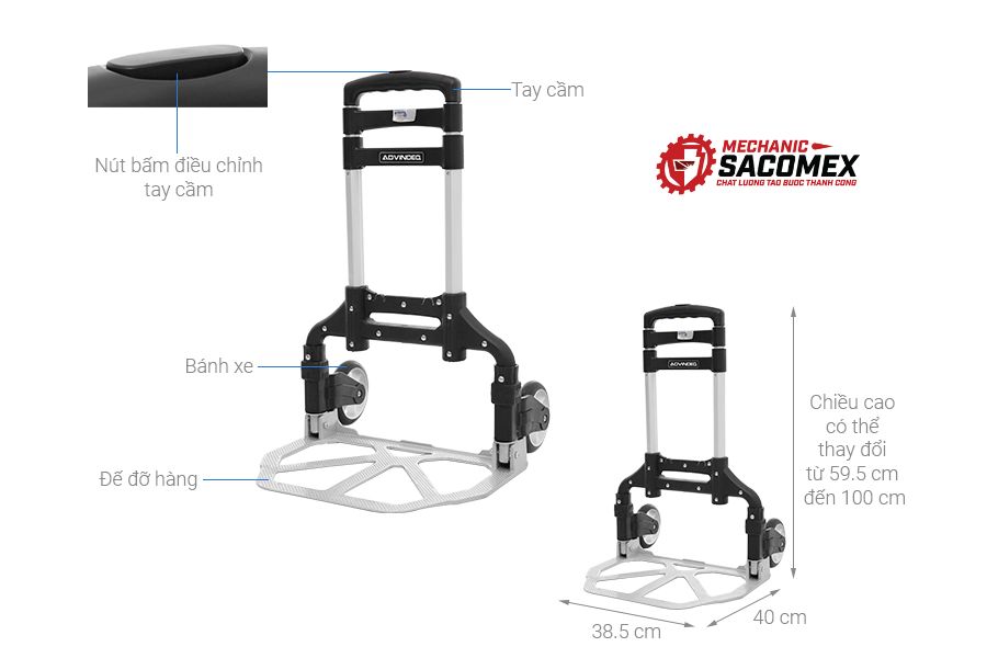 Hướng dẫn sử dụng xe đẩy hàng 2 bánh rút gọn Advindeq TL-85D an toàn 