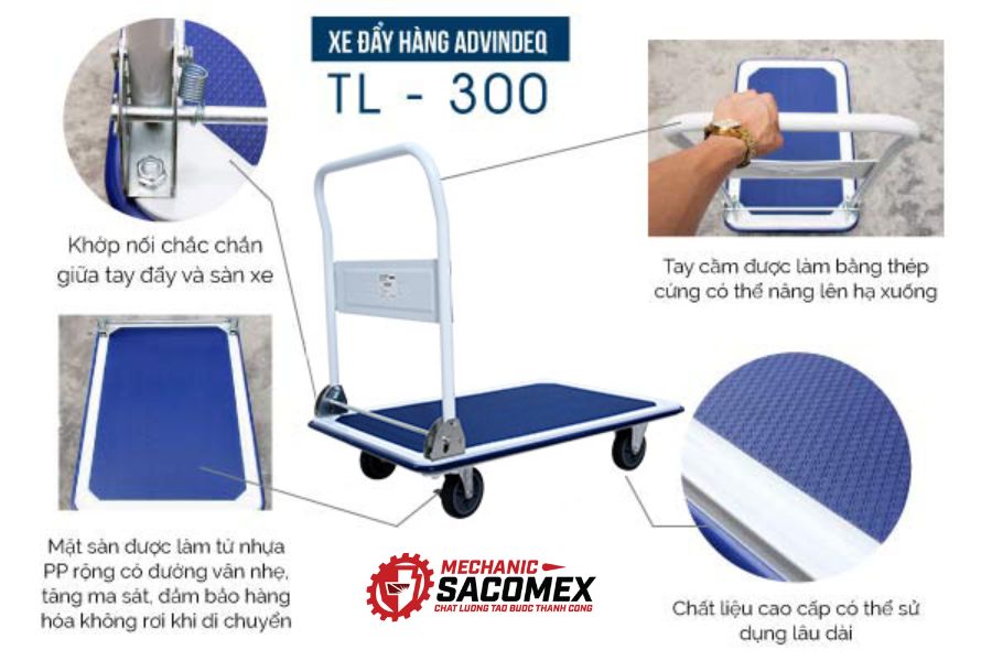 Giới thiệu xe đẩy hàng 4 bánh Advindeq TL-300