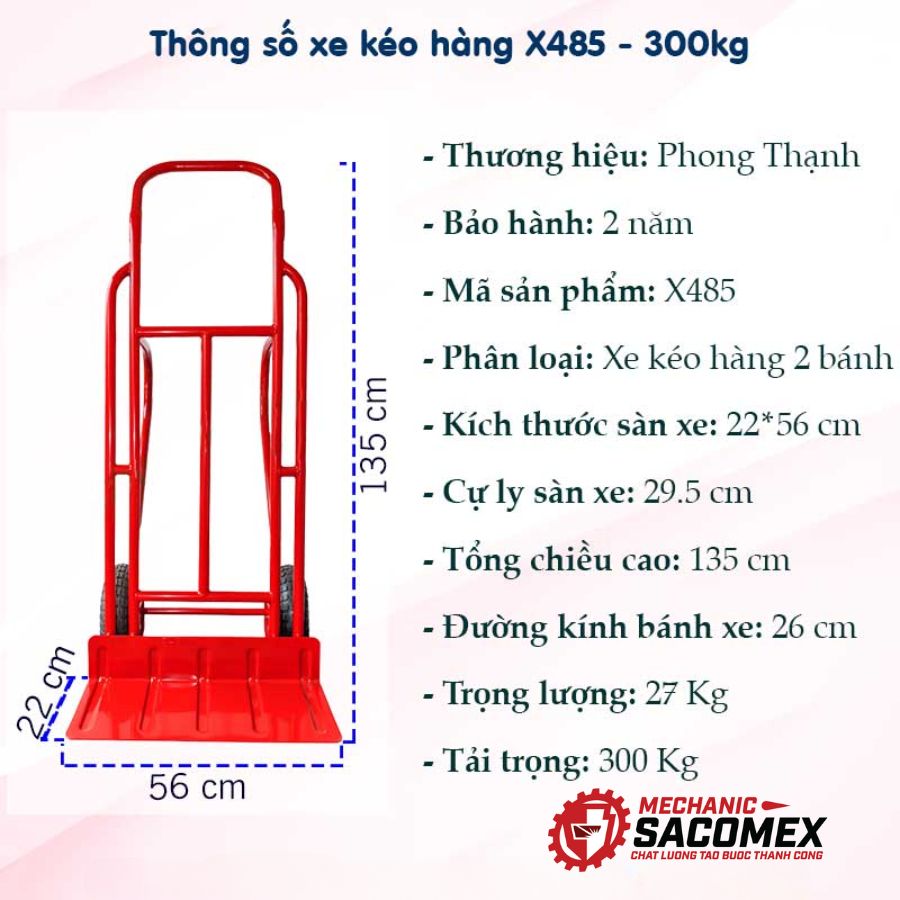 Điểm nổi bật của xe đẩy hàng 2 bánh Phong Thạnh X485