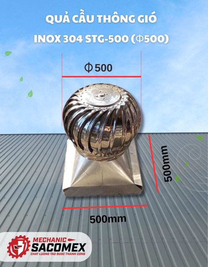 Giới thiệu quả cầu thông gió Inox 304 STG-500I (Φ500)